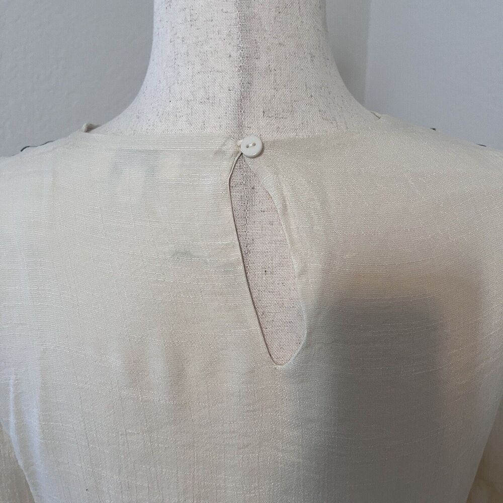 Umgee Boho Mini Dress Ivory Floral Embroidered Peasant 3/4 Bell Sleeves Size S - Picture 3 of 10